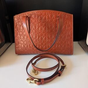 Coach Charlie Embossed Reddish Brown Leather Satchel